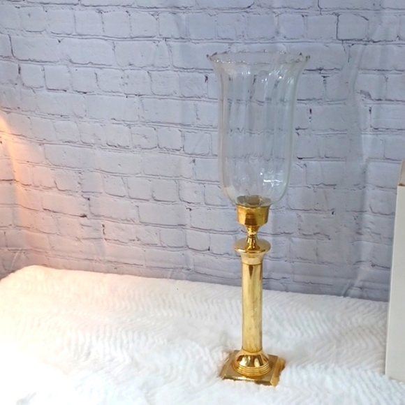 ROMANTIC Collection 100%Brass 20 Inch Tall Candle‎ Holder W/Globe - Picture 1 of 5